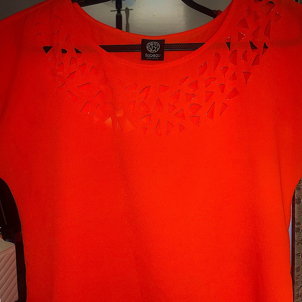 Bobeau bright orange shirt with gold detail